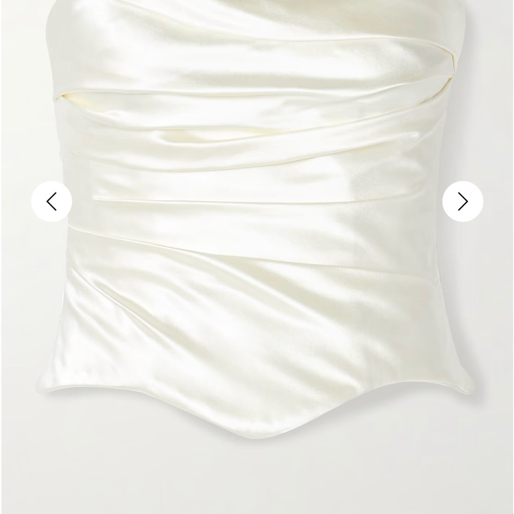 Danielle Frankel Demi strapless draped silk and wool-blend satin bustier top